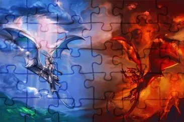 Dragones de frÃ­o y calor luchando jigsaw puzzle