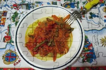 Delicioso plato de polenta vegano jigsaw puzzle