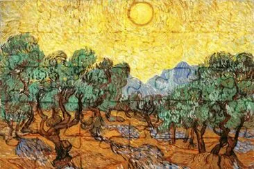 Olive Trees with Yellow Sky and Sun 1889 Van Gogh jigsaw puzzle