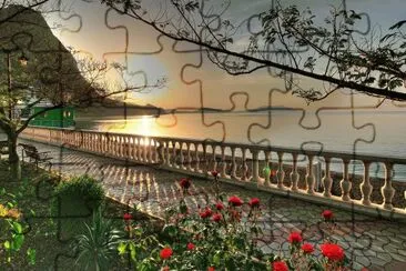 Garden at lake jigsaw puzzle