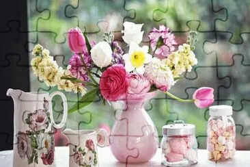 Flores y tazas jigsaw puzzle