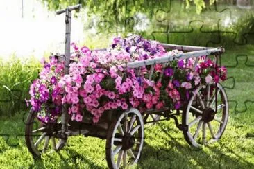 Vintage Wooden Flower Wagon