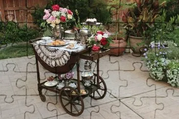 Rolling Vintage Tea Cart jigsaw puzzle