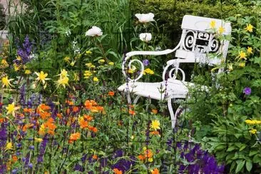 White Chair in Beautiful Garden jigsaw puzzle