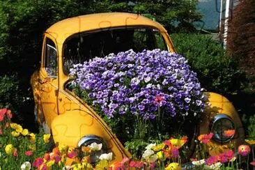 Unique Volkswagen Beetle Flower Planter jigsaw puzzle