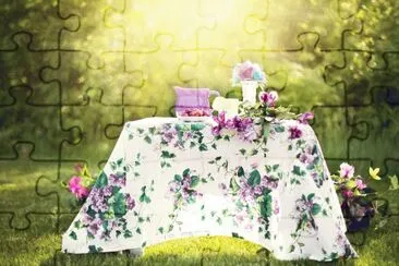 Summer Display Table in Morning Dew-Still Life jigsaw puzzle