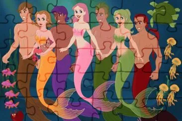 פאזל של The Gang Of 7, with Cera   's baby sister Tricia, as merpeople.