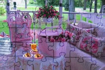 Pretty Pink Front Porch Design jigsaw puzzle