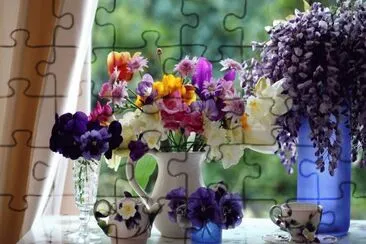 Gorgeous Wildflowers in Vases-Still Life jigsaw puzzle