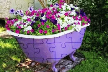 Unique Purple Bath Tub Planter jigsaw puzzle