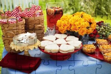 Picnic Heart Cookies and Fruit jigsaw puzzle