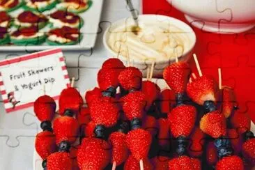 Strawberry Fruit Kabob and Yogurt Dip jigsaw puzzle