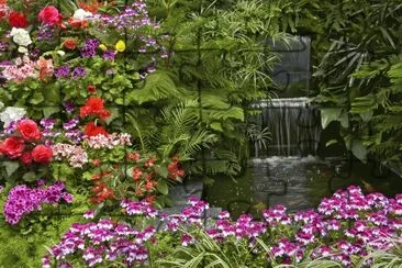 Lush Waterfall Garden