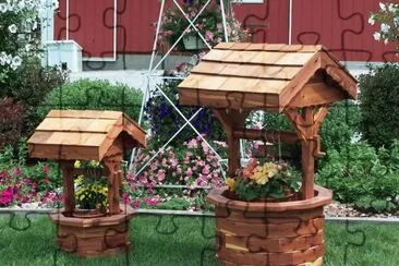 Wishing Well Garden Planters