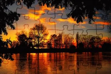 atardecer en el lago jigsaw puzzle