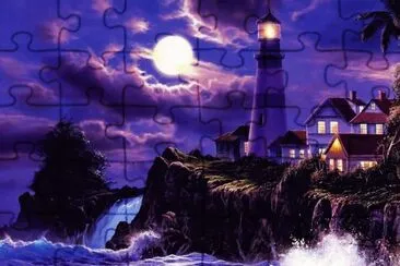 Moonlit Light House jigsaw puzzle