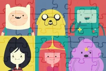 Finn,Jake,Bmo,Marceline,Dulce Princesa,Grumosa