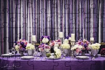 Purple and Silver Wedding Table