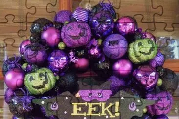 Purple Halloween EEK Wreath