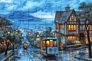 Ciudad con lluvia jigsaw puzzle