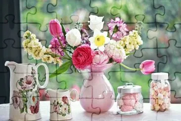 flores y jarrones jigsaw puzzle