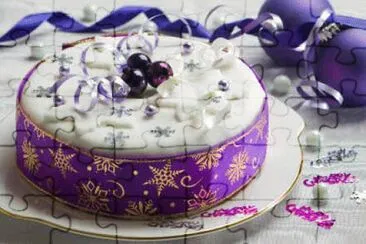 פאזל של Purple and White Christmas Cake