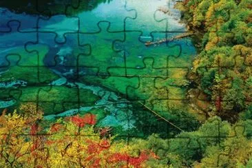 Bosque Jiuzhaigou, Sichuan, China jigsaw puzzle