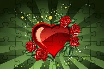 Arte Digital-Corazon ,Rosas jigsaw puzzle