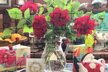 Red Garden Roses and Rasberries