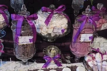 Candy Buffet Table with Pretty Ribbons