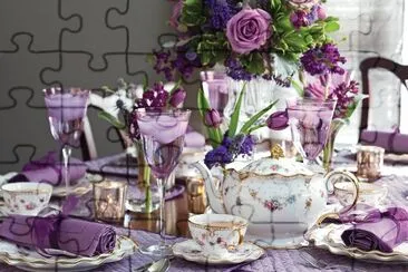 Purple Shades of Autumn Tea Setting