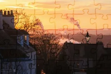 Sunrise rooftops Stirling Scotland