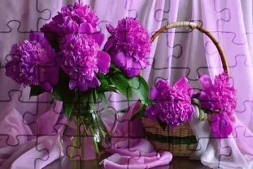 פאזל של Beautiful Purple Peonies-Still Life