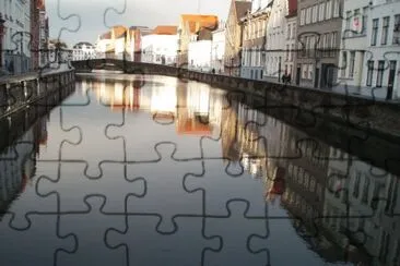 פאזל של Bruges Belgique reflets dans un canal