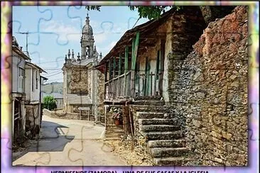 HERMISENDE (ZAMORA) â€“ UNA DE SUS CASAS Y LA IGLESIA