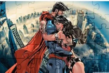 פאזל של Superman, Wonderwoman, love