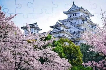 Japon arbres en fleurs et chÃ¢teau