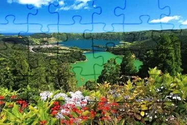 paysage en bleu vert jigsaw puzzle