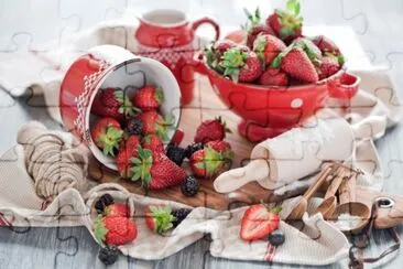 Gorgeous Strawberries and Blackberries-Still Life