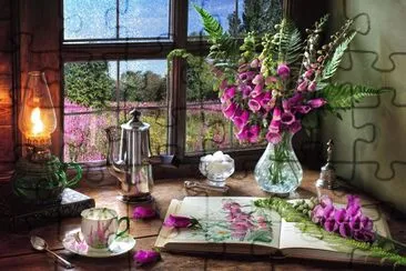 Beautiful Fuchsia  Foxglove Still Life