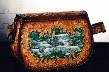 Hand Tooled   Painted Purse