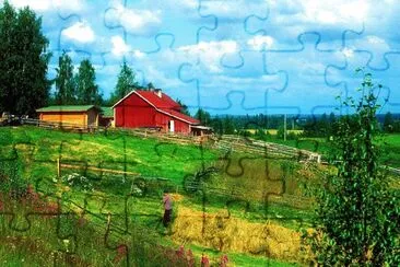 maison rouge en Finlande jigsaw puzzle