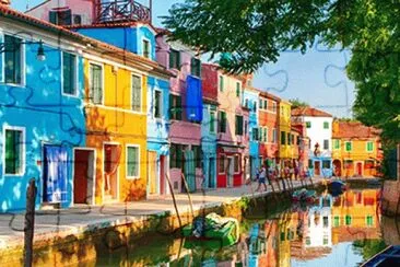 פאזל של Burano Italie ombres sur le canal