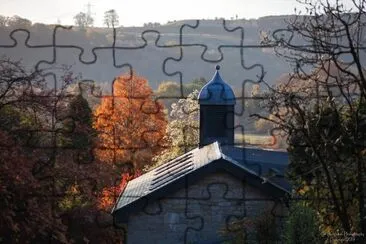 Autumn trees and rooftop jigsaw puzzle