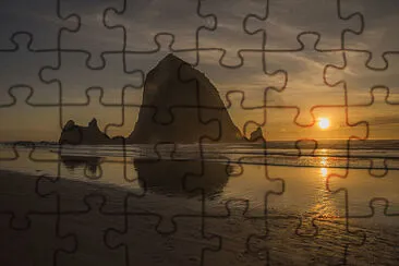 Haystack Rock Sunset jigsaw puzzle