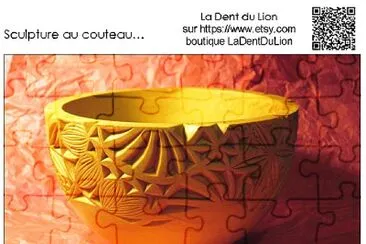 פאזל של Sculpture au couteau, La Dent du Lion sur Etsy