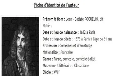 פאזל של Fiche d 'identitÃ© de moliÃ¨re