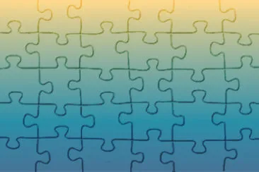 a gradient from yellow to blue jigsaw puzzle