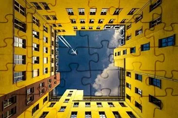 Look up to yellow and a plane jigsaw puzzle