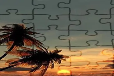 Atardecer, Playa y Palmeras jigsaw puzzle